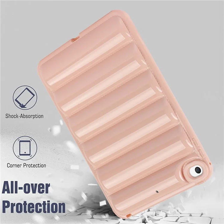 Para iPad mini 4 / iPad mini (2019) de 7.9 pulgadas Funda para tableta antirrasguños con textura de chaqueta acolchada Carcasa de TPU blanda - Rosa