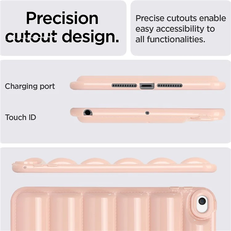 Para iPad mini 4 / iPad mini (2019) de 7.9 pulgadas Funda para tableta antirrasguños con textura de chaqueta acolchada Carcasa de TPU blanda - Rosa
