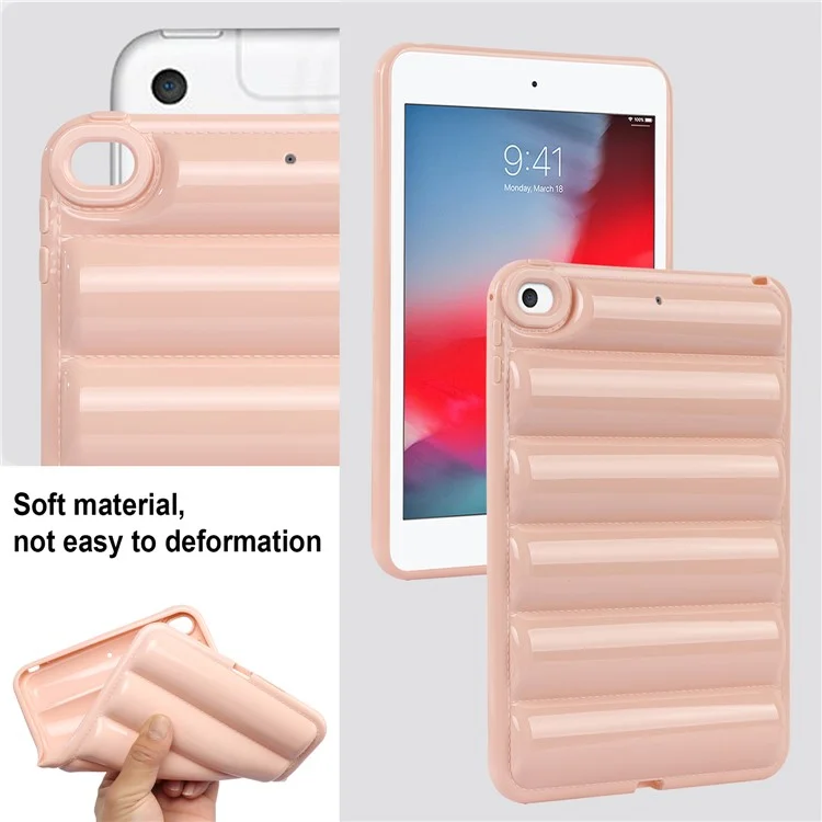 Para iPad mini 4 / iPad mini (2019) de 7.9 pulgadas Funda para tableta antirrasguños con textura de chaqueta acolchada Carcasa de TPU blanda - Rosa