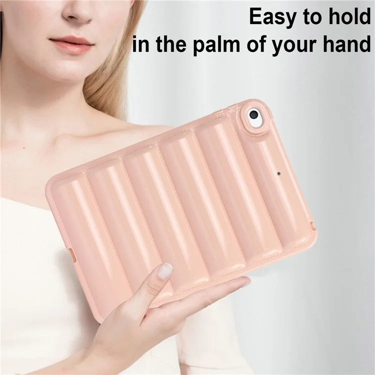Para iPad mini 4 / iPad mini (2019) de 7.9 pulgadas Funda para tableta antirrasguños con textura de chaqueta acolchada Carcasa de TPU blanda - Rosa