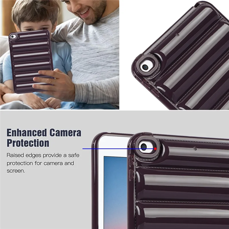 For iPad mini 4 / iPad mini (2019) 7.9 inch Anti-Scratch Tablet Case Down Jacket Texture Soft TPU Shell - Wine Red