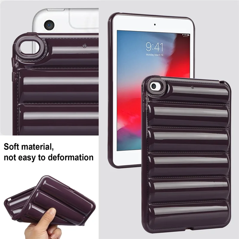 For iPad mini 4 / iPad mini (2019) 7.9 inch Anti-Scratch Tablet Case Down Jacket Texture Soft TPU Shell - Wine Red