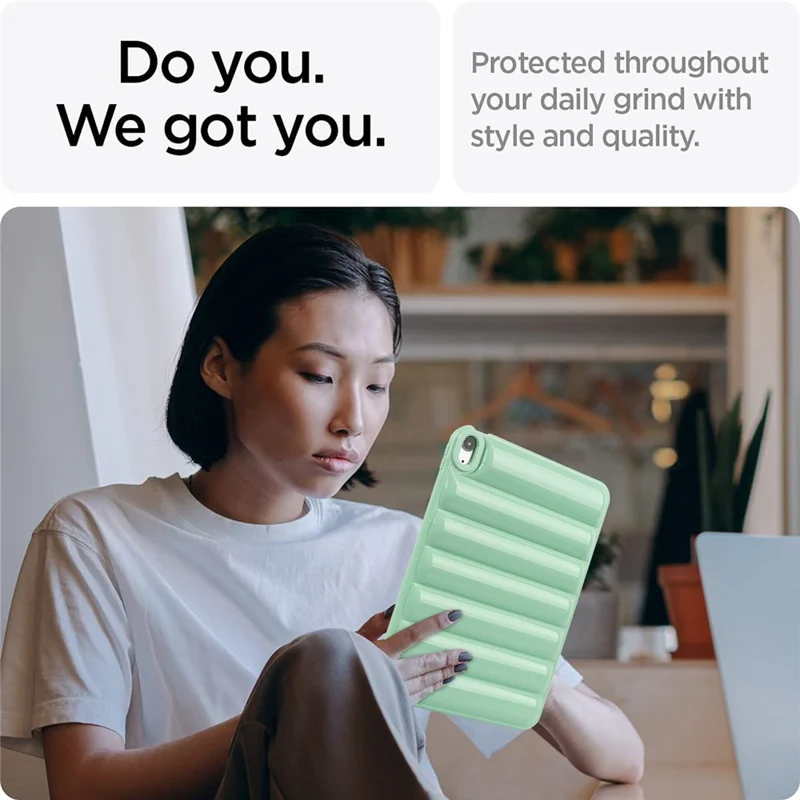 Down Jacket Texture Soft TPU Cover For iPad Air (2020) / (2022) Candy Color Tablet Case - Green