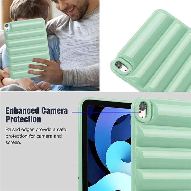 Down Jacket Texture Soft TPU Cover For iPad Air (2020) / (2022) Candy Color Tablet Case - Green