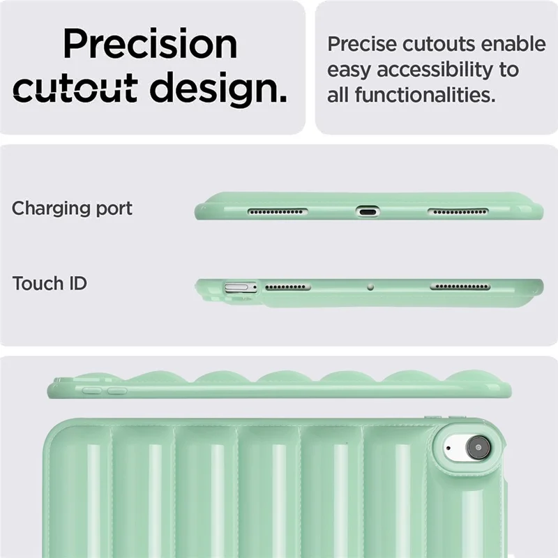 Down Jacket Texture Soft TPU Cover For iPad Air (2020) / (2022) Candy Color Tablet Case - Green