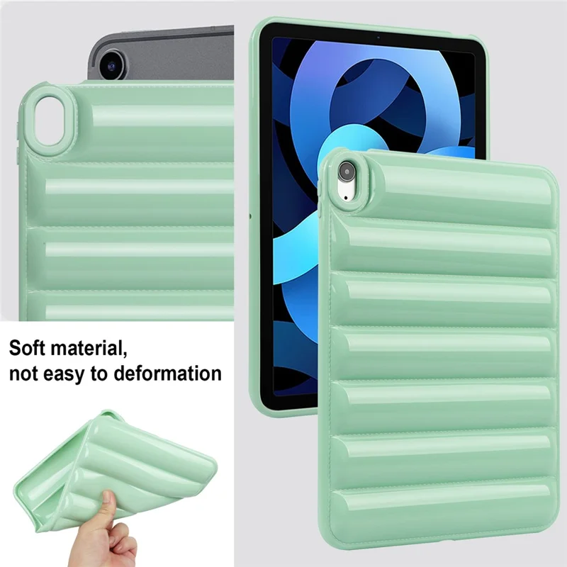 Down Jacket Texture Soft TPU Cover For iPad Air (2020) / (2022) Candy Color Tablet Case - Green