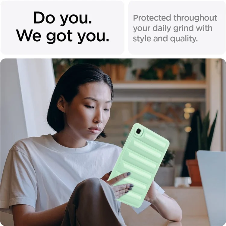 Pour Samsung Galaxy Tab A7 Lite 8.7 pouces T225 / T220 Étui de protection anti-rayures pour tablette en forme de veste doudoune en TPU - Vert
