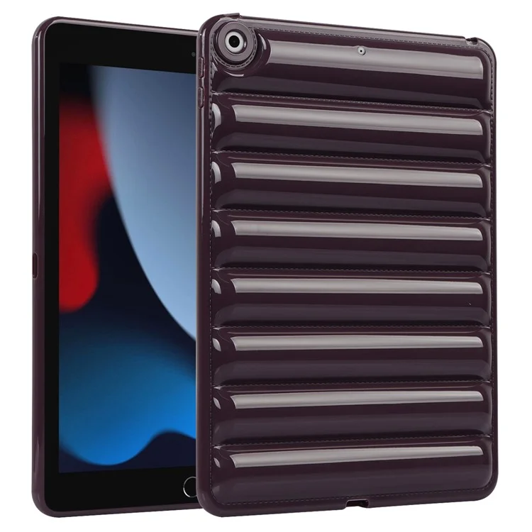 Para iPad 10.2 (2021) / (2019) / (2020) Candy Color Tablet Protective Case Down Jacket Texture Soft TPU Cover - Wine Red