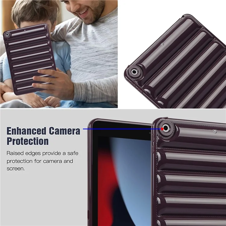Para iPad 10.2 (2021) / (2019) / (2020) Candy Color Tablet Protective Case Down Jacket Texture Soft TPU Cover - Wine Red