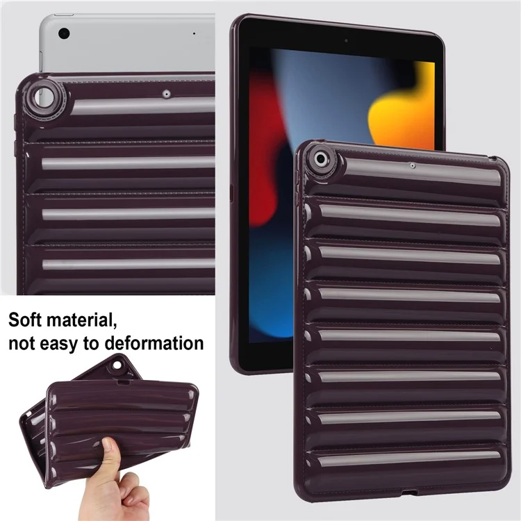 Para iPad 10.2 (2021) / (2019) / (2020) Candy Color Tablet Protective Case Down Jacket Texture Soft TPU Cover - Wine Red