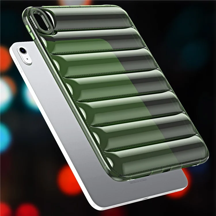 TPU Tablet Case for iPad (2025) / 10.9 (2022) Shockproof Case Soft Puffer Down Jacket Design Back Cover - Green