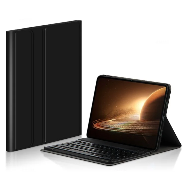 Para Oppo Pad 2 Leather Stand Tablet Case com Teclado Sem Fio Magnético Destacável (Sem Touchpad) - Preto