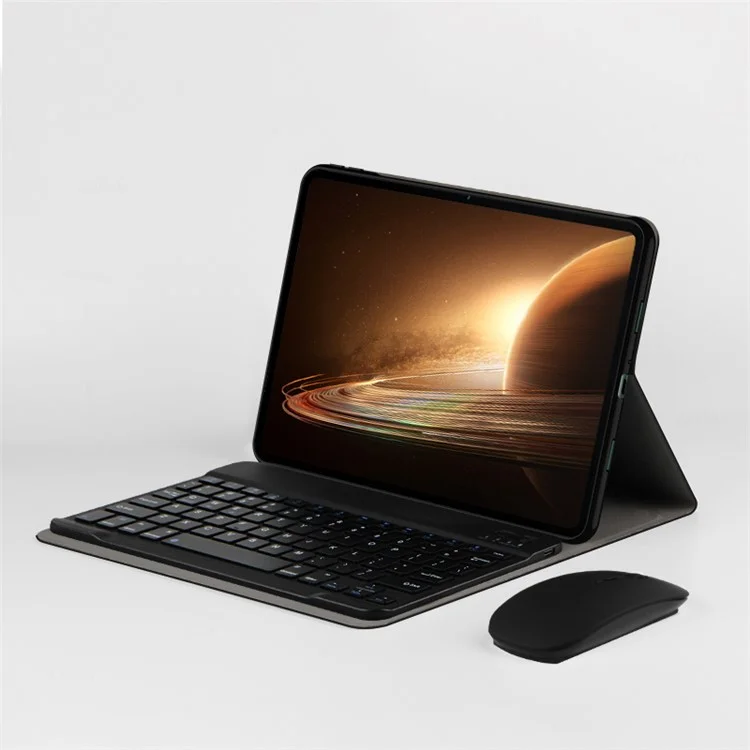 Para Oppo Pad 2 Leather Stand Tablet Case com Teclado Sem Fio Magnético Destacável (Sem Touchpad) - Preto