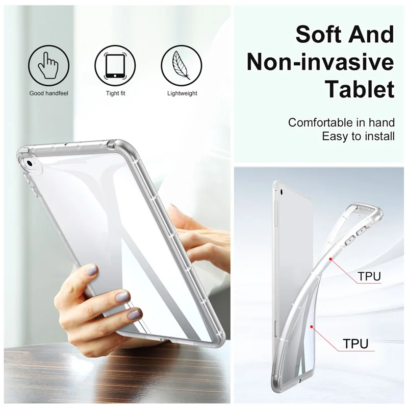 For iPad mini 4 / mini (2019) 7.9 inch TPU Tablet Case Transparent Protective Cover - Light Purple