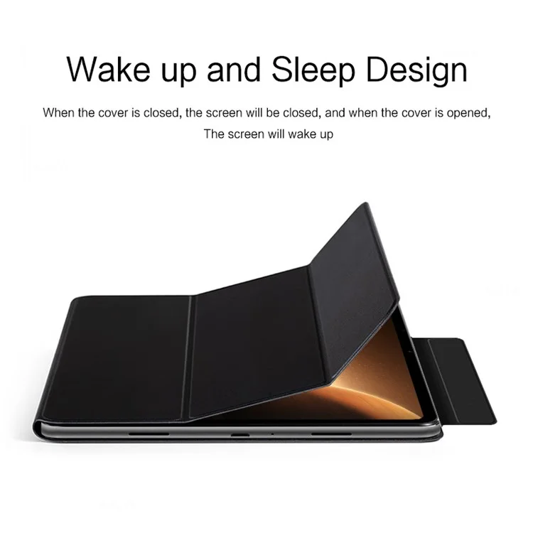 Für Oppo Pad 2 PU-Leder-Tablet-Hülle, magnetischer Dreifach-Ständer, Schutzhülle - Schwarz