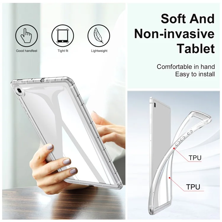 For Samsung Galaxy Tab S6 Lite (2024) / S6 Lite (2022) / S6 Lite (2020) SM-P610 P615 Transparent Tablet Case Acrylic+TPU Tablet Cover - Transparent