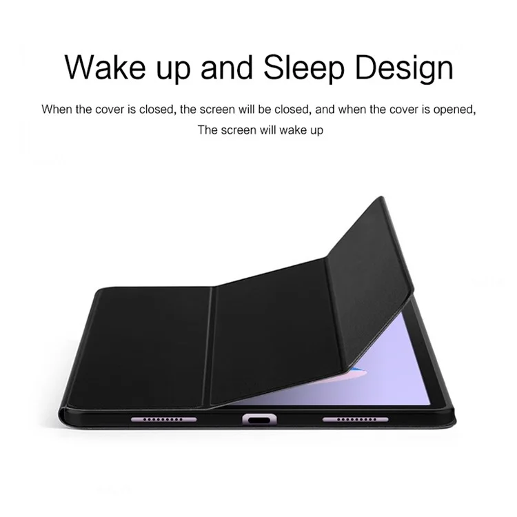 Tablet Case for Huawei MatePad 11 (2023) PU Leather TPU Trifold Stand Cover Protective Tablet Case - Black