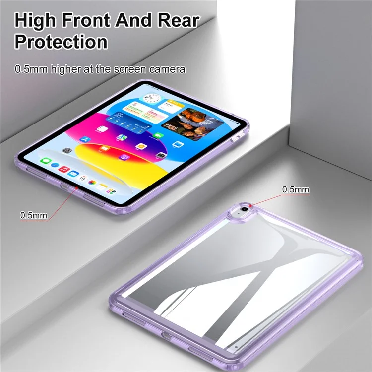 For iPad (2025) / 10.9 (2022) Acrylic+TPU Tablet Cover Shockproof Transparent Tablet Case - Blue