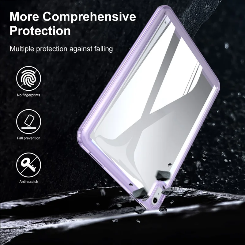 For iPad (2025) / 10.9 (2022) Acrylic+TPU Tablet Cover Shockproof Transparent Tablet Case - Pink