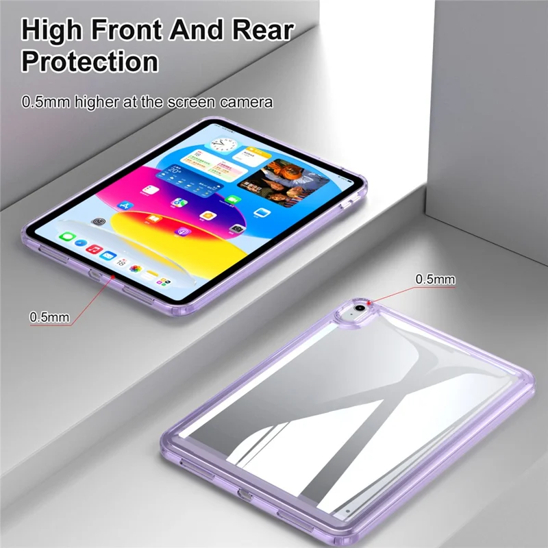 For iPad (2025) / 10.9 (2022) Acrylic+TPU Tablet Cover Shockproof Transparent Tablet Case - Pink