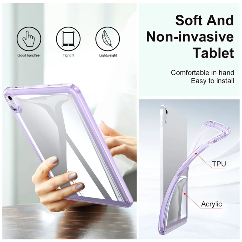 For iPad (2025) / 10.9 (2022) Acrylic+TPU Tablet Cover Shockproof Transparent Tablet Case - Pink