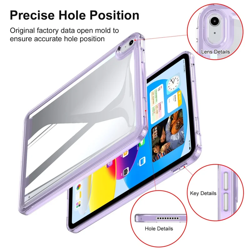 For iPad (2025) / 10.9 (2022) Acrylic+TPU Tablet Cover Shockproof Transparent Tablet Case - Pink