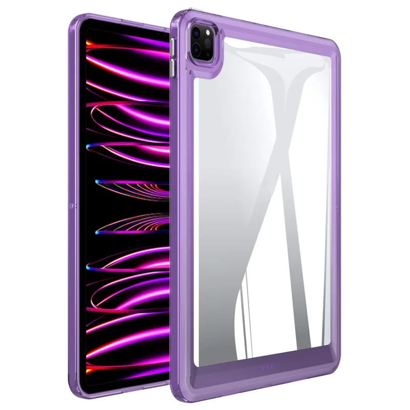 For iPad Pro 11 (2020) / (2021) / (2022) Anti-Scratch Acrylic+TPU Cover Transparent Tablet Protective Case - Dark Purple