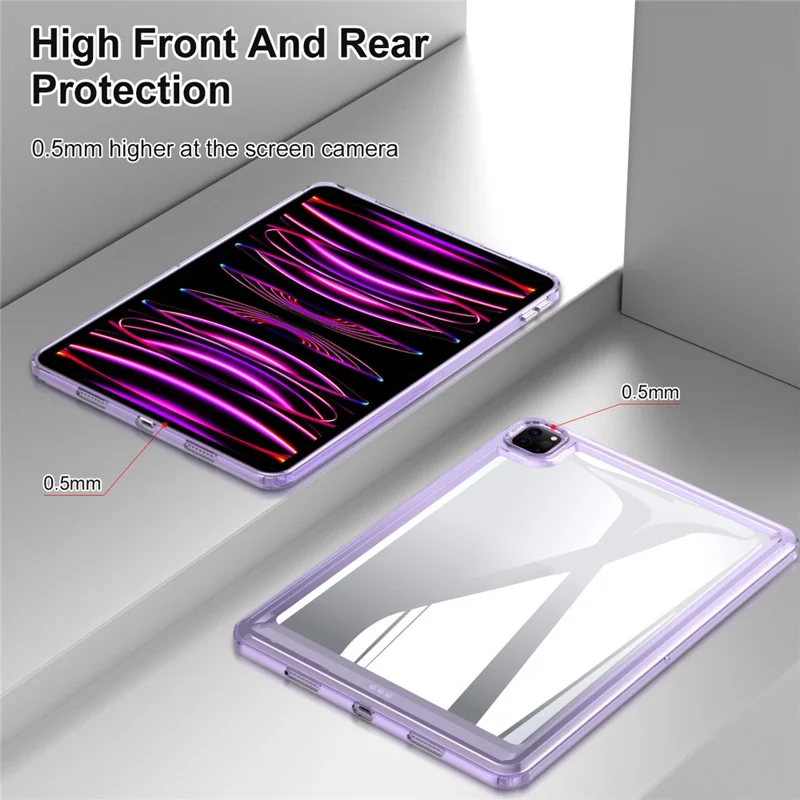 For iPad Pro 11 (2020) / (2021) / (2022) Anti-Scratch Acrylic+TPU Cover Transparent Tablet Protective Case - Dark Purple