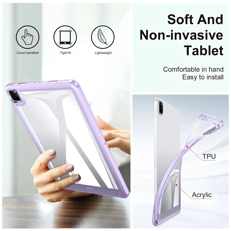 For iPad Pro 11 (2020) / (2021) / (2022) Anti-Scratch Acrylic+TPU Cover Transparent Tablet Protective Case - Dark Purple