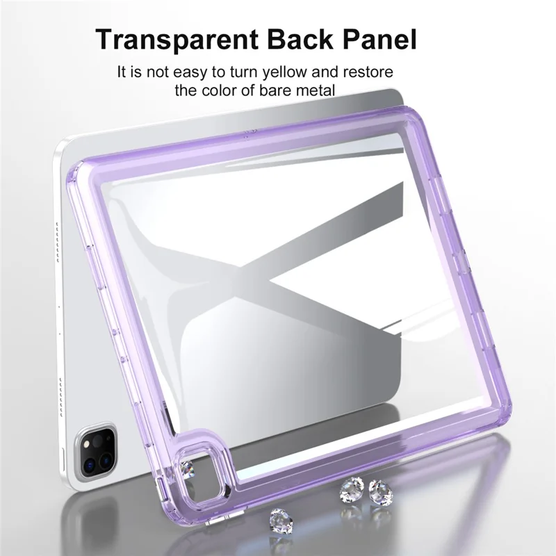 For iPad Pro 11 (2020) / (2021) / (2022) Anti-Scratch Acrylic+TPU Cover Transparent Tablet Protective Case - Dark Purple