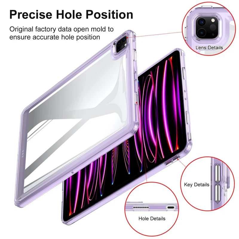 For iPad Pro 11 (2020) / (2021) / (2022) Anti-Scratch Acrylic+TPU Cover Transparent Tablet Protective Case - Dark Purple