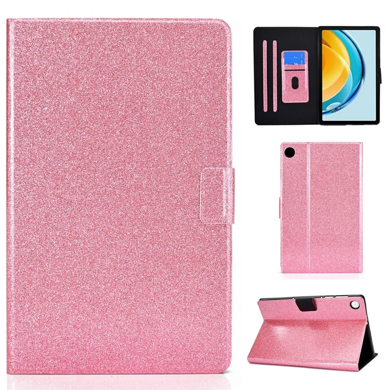 For Huawei MatePad SE 10.4-inch Shockproof Case Anti-Scratch Glittery Leather Cover Tablet Shell - Pink