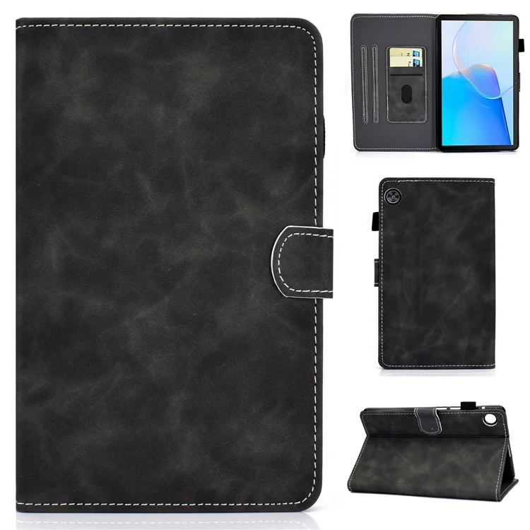 Para Huawei MatePad SE 10.4-inch Capa à prova de choque Textura em couro de vaca PU Capa de tablet com suporte para cartão - Cinza