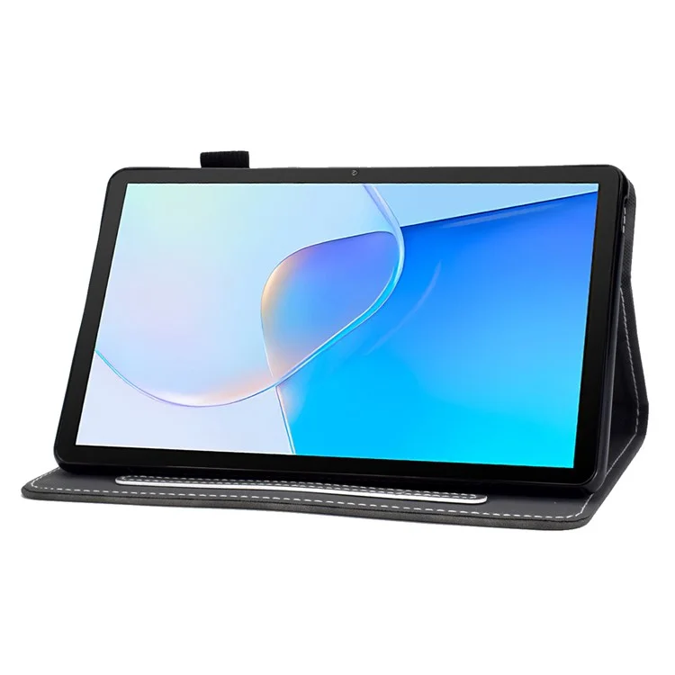 Para Huawei MatePad SE 10.4-inch Capa à prova de choque Textura em couro de vaca PU Capa de tablet com suporte para cartão - Cinza
