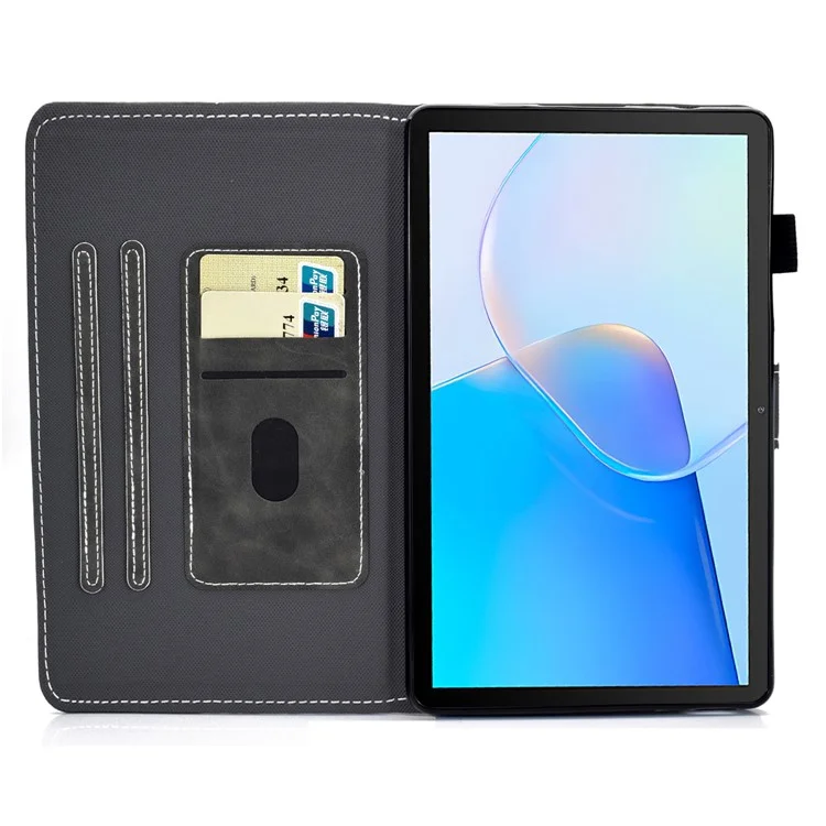 Para Huawei MatePad SE 10.4-inch Capa à prova de choque Textura em couro de vaca PU Capa de tablet com suporte para cartão - Cinza