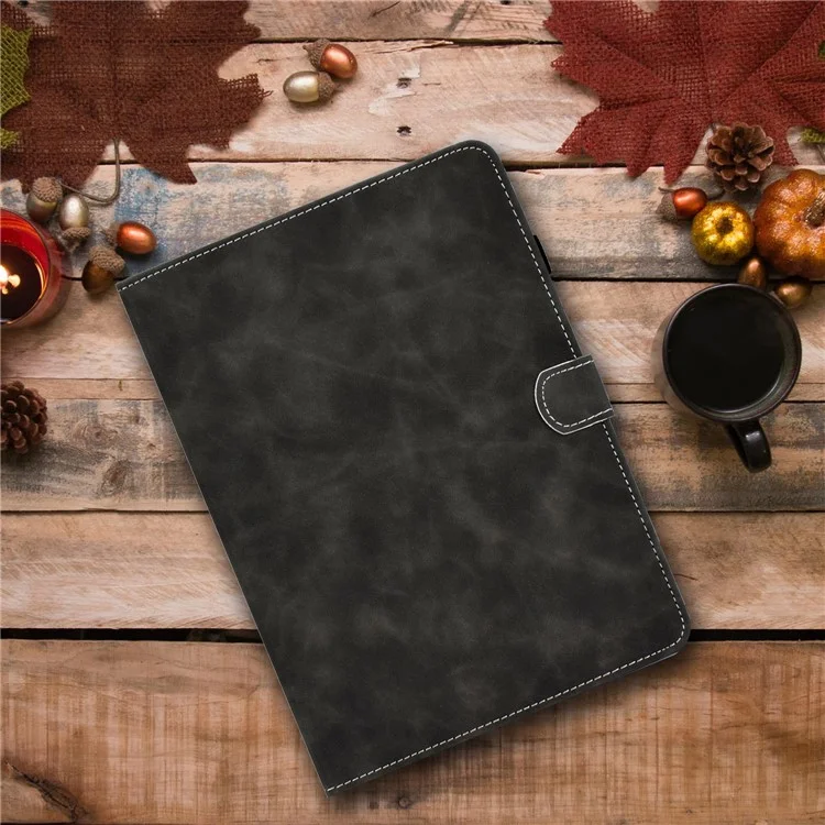 Para Huawei MatePad SE 10.4-inch Capa à prova de choque Textura em couro de vaca PU Capa de tablet com suporte para cartão - Cinza
