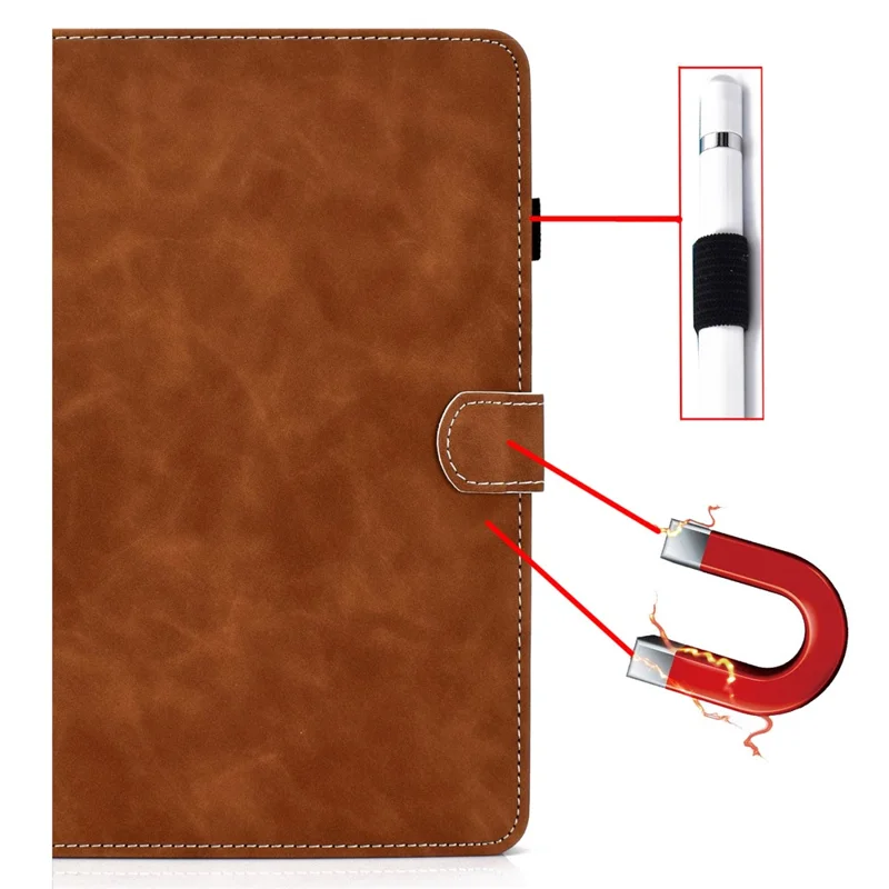 For Huawei MatePad SE 10.4-inch Shockproof Case Cowhide Texture PU Leather Tablet Cover with Card Holder - Brown