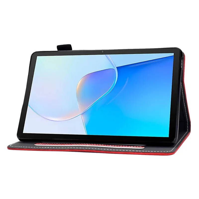 Para Huawei MatePad SE 10.4 polegadas Capa à prova de choque Textura em couro de vaca PU Capa de tablet com suporte para cartão - Vermelho