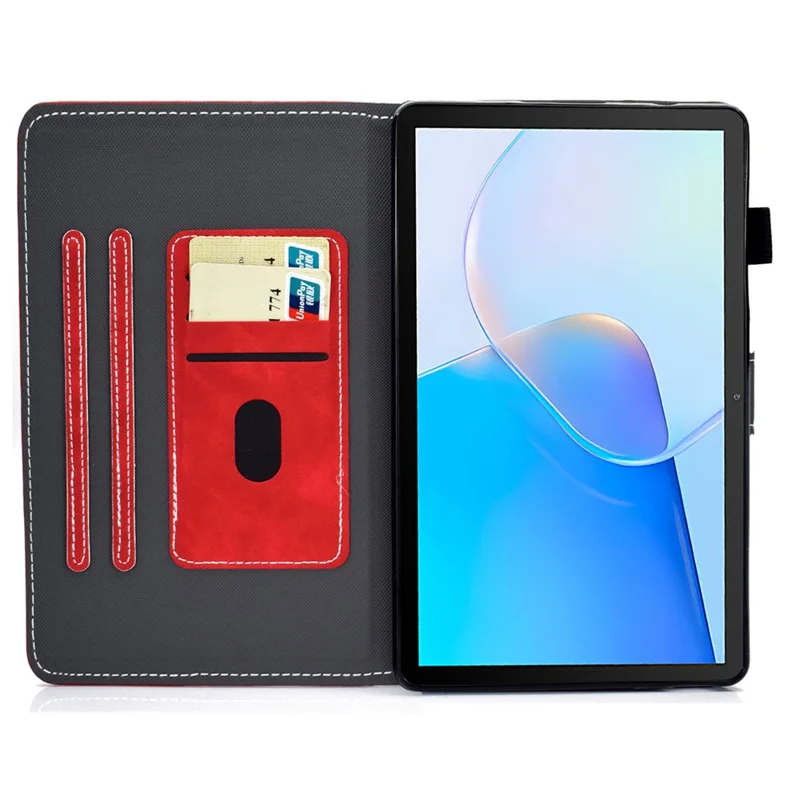 Para Huawei MatePad SE 10.4 polegadas Capa à prova de choque Textura em couro de vaca PU Capa de tablet com suporte para cartão - Vermelho
