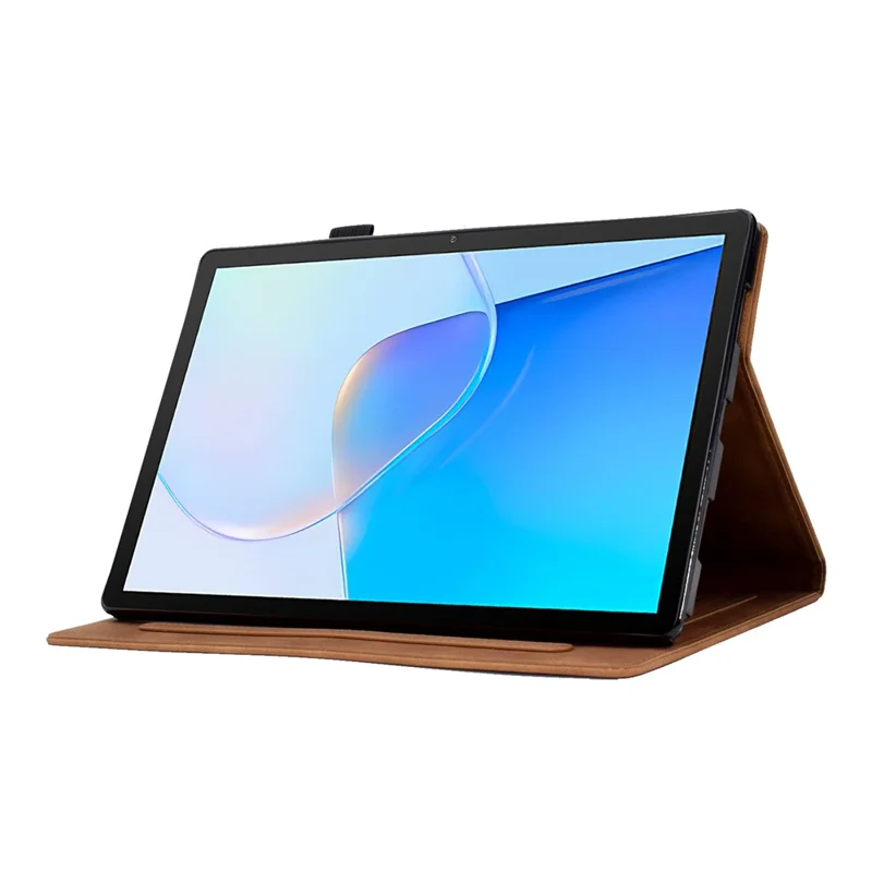 For Huawei MatePad SE 10.4-inch Protective Case Iron Tower Imprinted PU Leather Flip Stand Cover with Card Holder - Brown