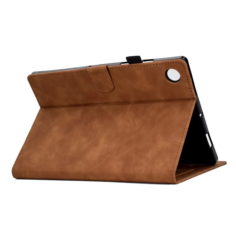 For Huawei MatePad SE 10.4-inch Protective Case Iron Tower Imprinted PU Leather Flip Stand Cover with Card Holder - Brown