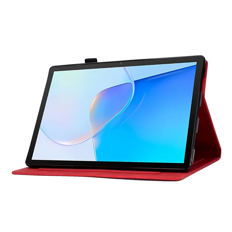 For Huawei MatePad SE 10.4-inch Protective Case Iron Tower Imprinted PU Leather Flip Stand Cover with Card Holder - Red
