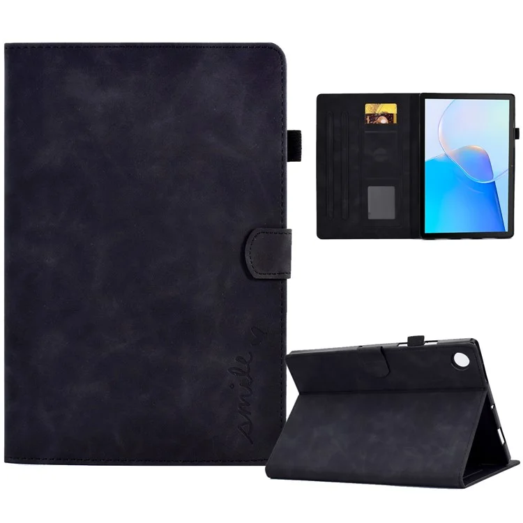 Para Huawei MatePad SE 10.4 polegadas Capa Protetora de Couro PU com Impressão de Coração de Amor, Suporte para Cartão - Preto