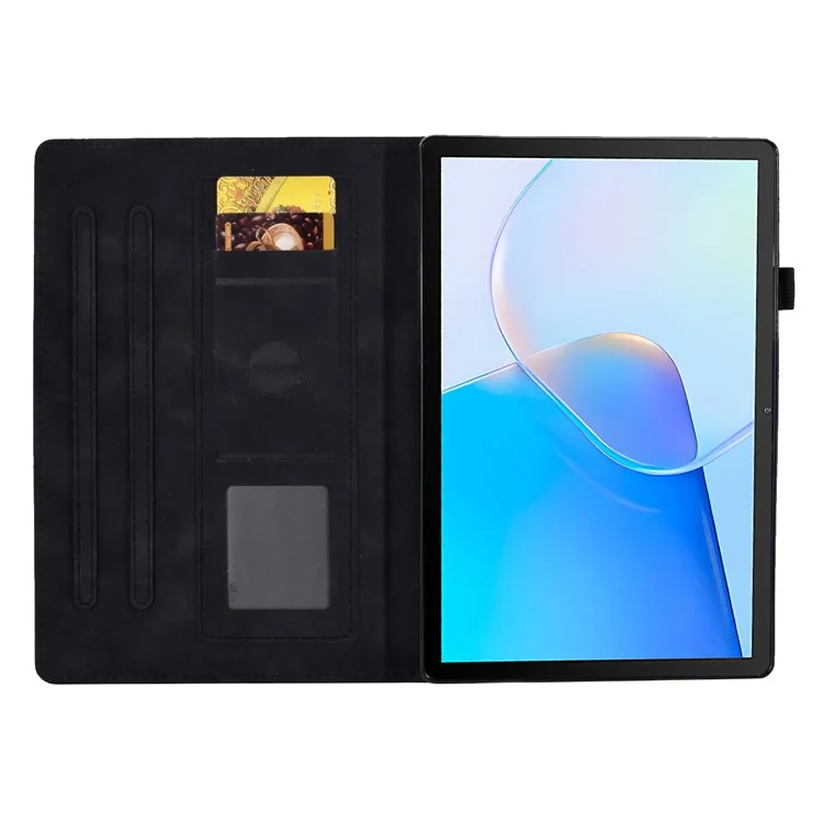 Para Huawei MatePad SE 10.4 polegadas Capa Protetora de Couro PU com Impressão de Coração de Amor, Suporte para Cartão - Preto