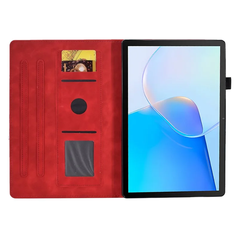 For Huawei MatePad SE 10.4-inch Love Heart Imprinted PU Leather Flip Cover Card Holder Protective Case - Red