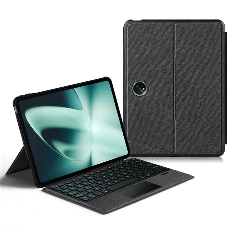 Custodia in pelle per OnePlus Pad + Tastiera Bluetooth con Trackpad retroilluminato - Nero