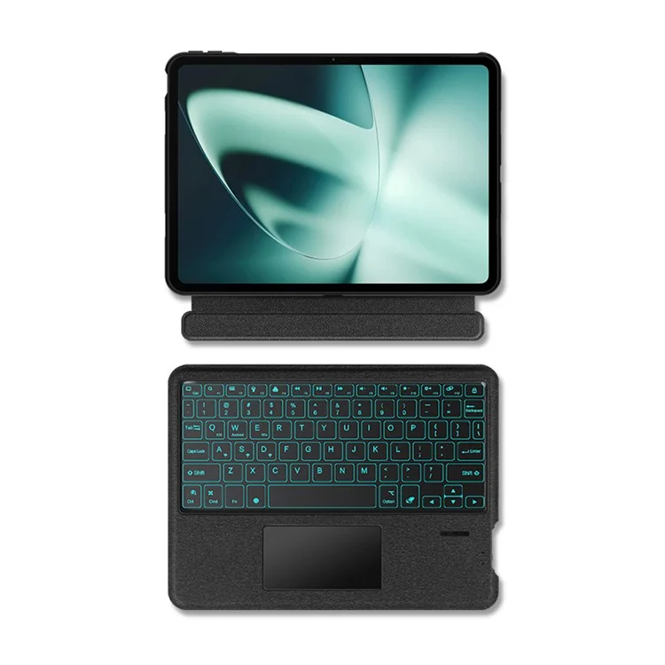Custodia in pelle per OnePlus Pad + Tastiera Bluetooth con Trackpad retroilluminato - Nero