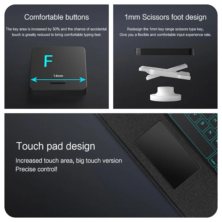 Clavier Bluetooth Amovible Pour un Boîtier de Clavier de Tablette Anti-rayon de Pavé OnePlus Avec Pavé Tactile - Noir