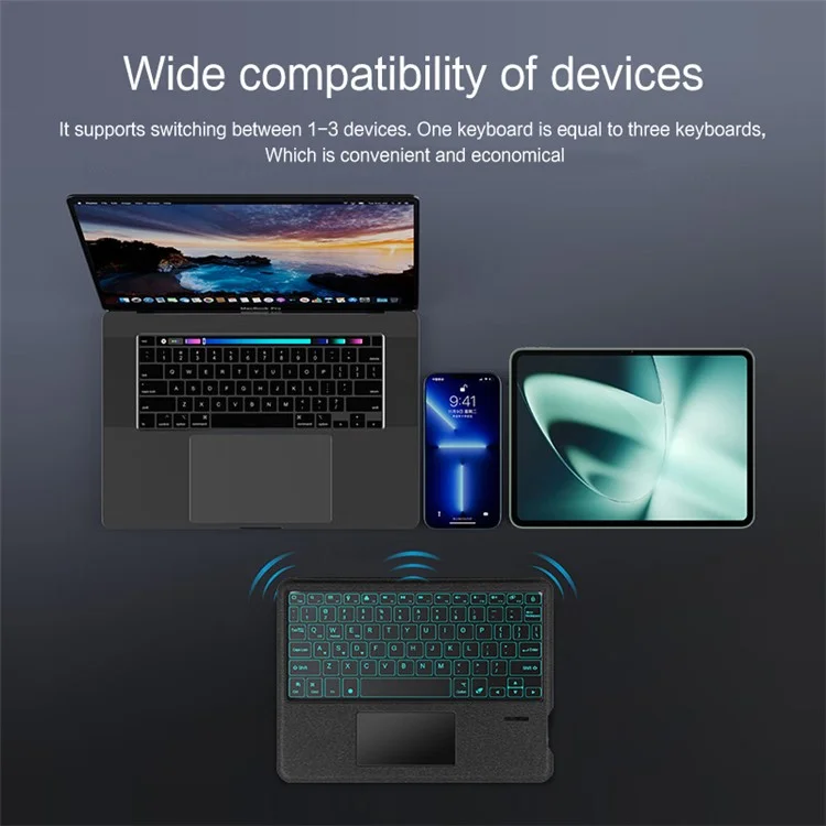 Custodia in pelle per OnePlus Pad + Tastiera Bluetooth con Trackpad retroilluminato - Nero