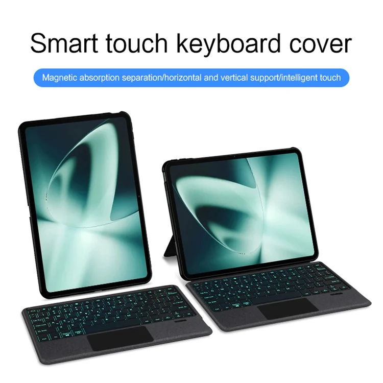 Custodia in pelle per OnePlus Pad + Tastiera Bluetooth con Trackpad retroilluminato - Nero